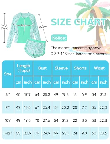 Image of Happy Cherry Girls Two Piece Rash Guard Swimsuit Floral UPF 50+ Swim Set Summer Beach Swimwear 8-12T