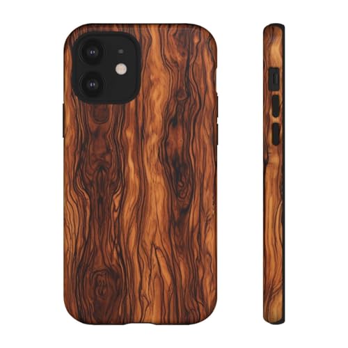 Coque rigide pour iPhone 12 contre les rayures effet bois brillant