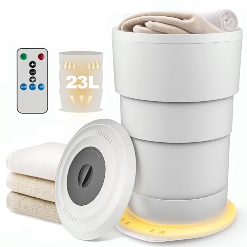 Maraiss Towel Warmer Bucket, Foldable 23L Large Towel Warmer for Bathroom with Remote, Auto Shut...