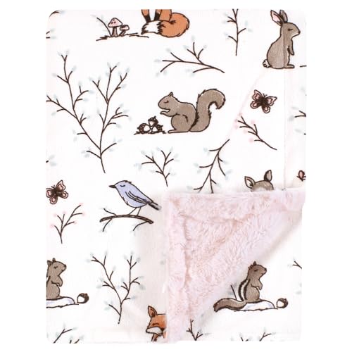 Image of Hudson Baby Unisex Baby Plush Blanket with Furry Binding and Back, Enchanted Forest, One Size