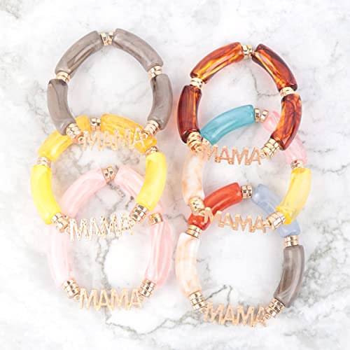 Image of RIAH FASHION Inspirational Multi Layer Bead Stacking Strand Stretch Statement Bracelets - Religious Message, Boho Wood Slip-on Cuff Christian Prayer Bangle Set