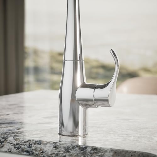 Image of KOHLER 22034-CP Simplice Single Handle Kitchen Bar Faucet, Prep Sink Faucet, Single Hole Installation, Polished Chrome