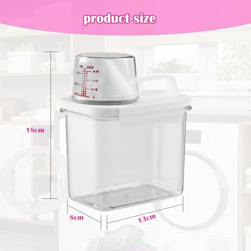 YILANJIN 2 PCS Detergent Dispenser, Laundry Storage Containers with Carry Handle, Measuring Cup, Detergent Container, Cereal Container, Washing Powder Storage for Scent Booster, Laundry Powder 1100ML - Image 3