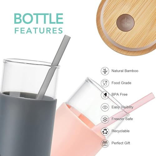 Image of 2 Litre Electric Borosilicate Glass Kettle (with blue indicator light) with 400ML Glass Tumbler, Bamboo Lid, Straw & Silicone Sleeve | Stylish Combo for Home, Office & Gifting (TRANSPARENT)