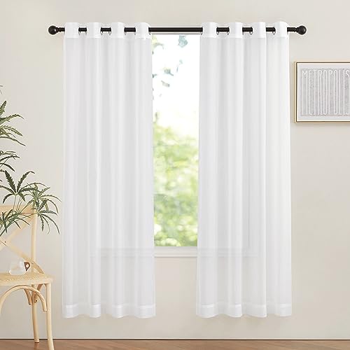 Image of NICETOWN Sheer Curtains Panels for Bedroom - Soft Ivory Voile Drapes Balance Light for Nursery /Living Room (2 Panels, W54 x L72 Inches)