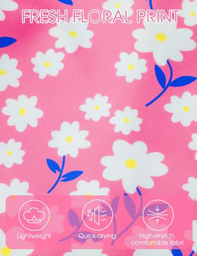 Image of DREAM BUS Toddler Girls Long Sleeve Swimsuit 3 Piece Rashguard Set with Bikini Top Baby Girls Bathing Suit Swimwear