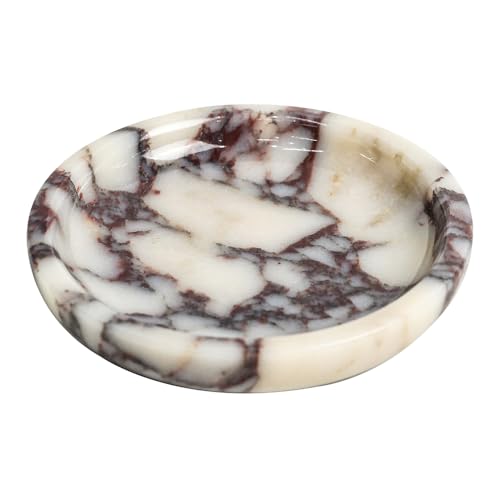 5.5 Marble Jewelry Tray for Vanity Trinket Dish for Rings Earrings Necklace Keys Natural Marble Decorative Tray Round Jewelry Dish Organizer Birthday Mothers Day Valentines Day Gift for Women
