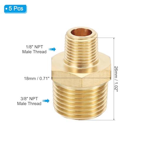 Acoplamientos de latón PATIKIL con conector hexagonal reductor de máxima precisión 3