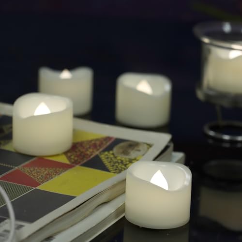 Image of CANDLE CHOICE Battery Operated Flameless Tea Lights Bright Flickering LED Tealight Votive Candles for Wedding Table Centerpieces Halloween Christmas Decorations Batteries Incl. White Light 12 Pack