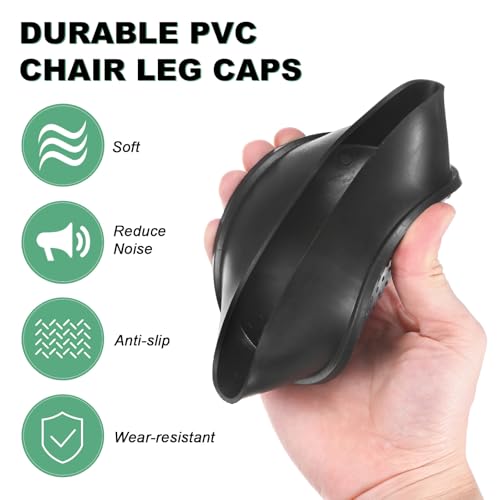 Image of M METERXITY 4-Pack Chair Leg Caps, 4 Inch(100mm) PVC Chair Leg Floor Protectors for Folding Chairs /Metal Chairs /Furniture Table /Hardwood Floors, Round Non-Slip Cover End Tips [Black]