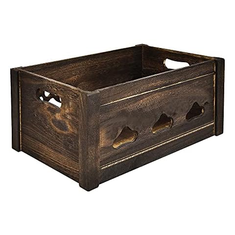Lucg Paw Shaped Dog Toys Chest Storage Collection Box Wooden Crates Gift Hampers, Rustic Nesting Crates Farmhouse Gift Basket, Planter, Storage Bin, Milk Caddy, Table Centerpiece (M: 37cmx25cmx18cm) Cover