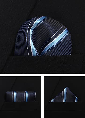 Image of Striped Plaid Polka Dot Mens Tie Formal Necktie Pocket Squares Ties Clips Cufflinks Classic for Men Set