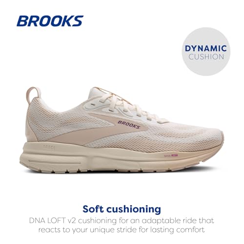 Brooks Women’s Trace 4 Neutral Running Shoe - Coconut Milk/Almond/Purple - 9 Medium