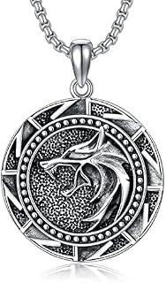 Seiyang Sterling Silver Wolf/Withe Wolf/Raven Necklace with 2 mm 22+2 In Long Stainless Steel Rolo Chain