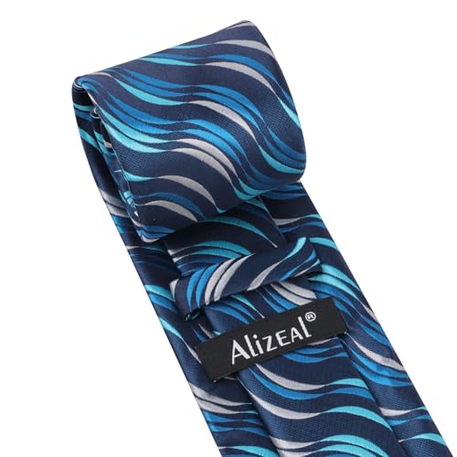 Image of Alizeal Mens 3.15'' Gradient Novelty Pattern Tie Set with Pocket Square Casual Color Tie Set