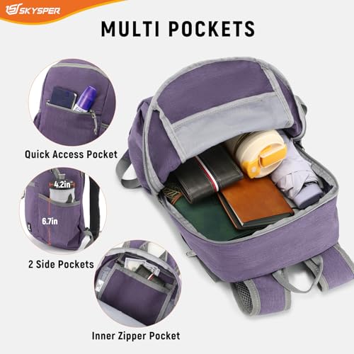 Image of SKYSPER Anti Theft Hiking Backpack, 18L RFID Packable Travel Daypack, Lightweight Foldable Back Pack for Walking Daytrip