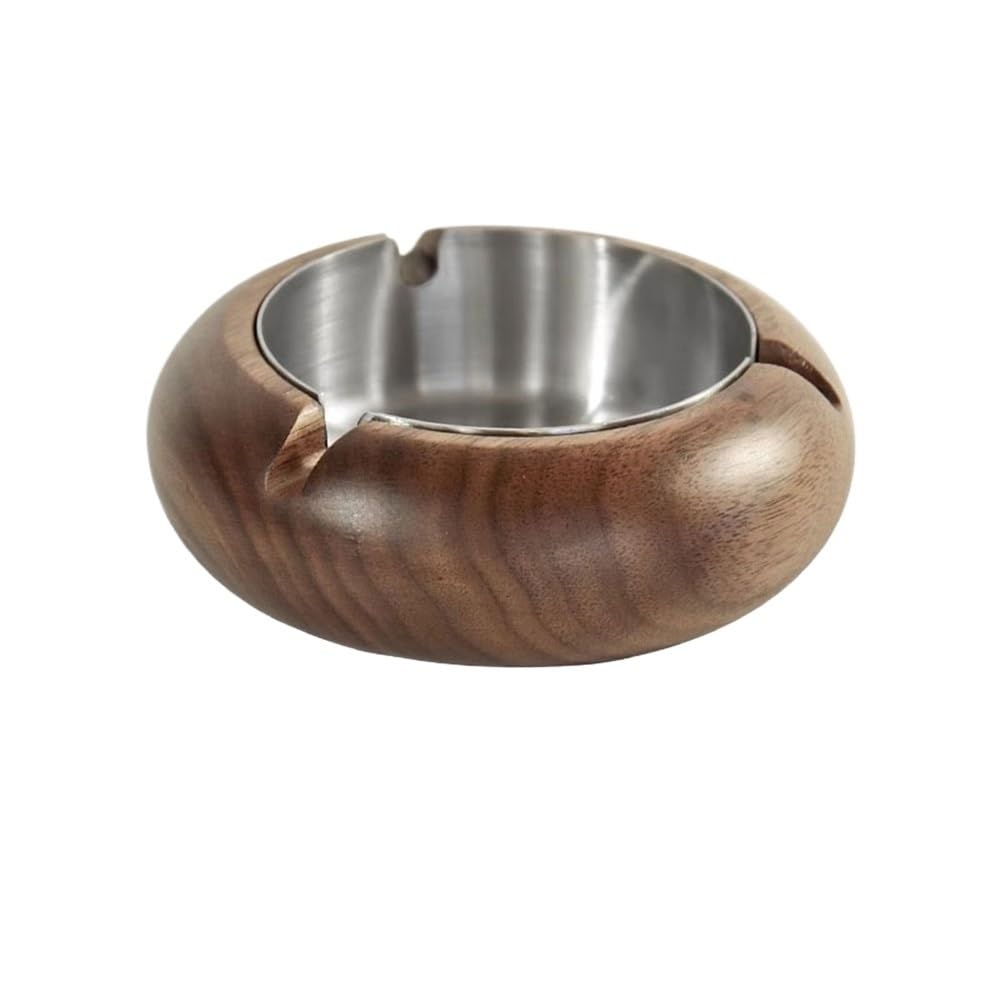 Indoor Decorative Wooden Ashtray Desktop Removable Stainless Steel Liner for Indoor Outdoor Table Patio Home Office etc for Desktop