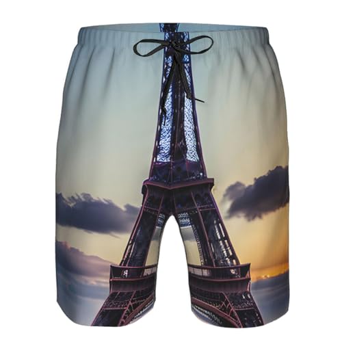 Eiffel Tower Print Stylish Beach Shorts Swim Trunks Lightweight Breathable Summer Outdoor Activities4