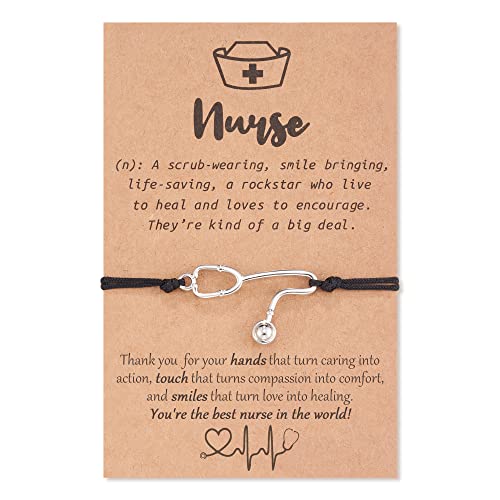 Nurse Gifts for Women, Stethoscope RN Bracelet, Thoughtful Gifts for Nurses Week, Nursing School, and Practitioners, with Quote Card