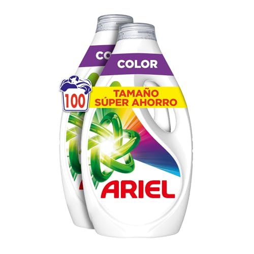 Ariel Detergente Lavadora Liquido 100 Lavados, Color, Jabon Extra Cuidado del Color, Limpieza Mejorada con la Tecnologia de limpieza en Ciclos Frios