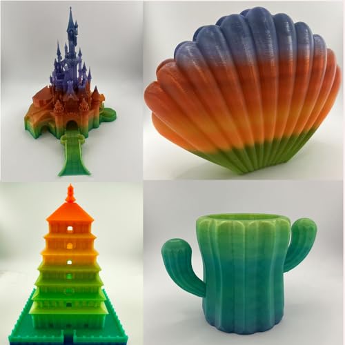 Image of Crystal Rainbow PLA 3D Printer Filament, 1KG Spool(2.2lbs) 1.75mm PLA Fast Color Change 3D Printing Material,Gradient Filament for Most FDM 3D Printers,Crystal Coral