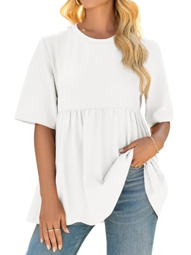 Cicy Bell Womens Babydoll Tops Plus Size Tunic Summer Flowy