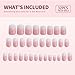 Curvlife 24 Pcs Press on Nails Acrylic Fake Nails with Design Full Cover False Nails for Women Reusable Nail Kit with Nail Glue Adhesive Tabs Nail File (ivory gradient white, 24pcs)
