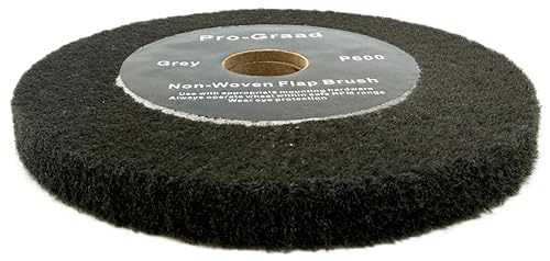 Image of 6 inch x 1 /2 inch Grey 600 Grit Non-Woven Bench Grinder Polishing Burnishing Satin Finishing Flap Brush Wheel for Aluminum Copper Metal Golf Club Refurbishing, Compatible for 1 /2 inch, 5 /8 inch, 3 /4 inch Arbor