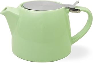 Glenburn Tea Direct | Sipologie Ceramic Teapot with Infuser 400ml – Mint Green | Loose-Leaf, Herbal Tea Maker | High-Fired Ceramic Teapot Kettle with Stainless Steel Mesh Infuser