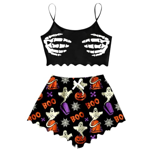 FAEXUM Halloween Pajamas Women Sets 2 Piece Cute Ghost Pumpkin Print Sets - image 4