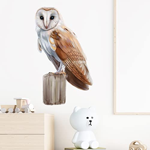 Vinilo Decorativo Buho Barn en Poste de Madera miniatura 3