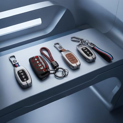 Image of KEYCEPT Tristar Key Cover for Hyun-dai Creta | Alcazar | N Line | EV and Facelift Models for 4 Button smart Key with Keychain. (Tristar K3)