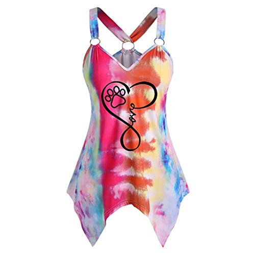 FEISI22 Women's V Neck Camisole Tops Sleeveless Spaghetti Strap Cami Tank Top Print Summer Sleeveless Casual Tank Tops
