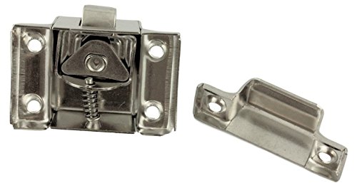 Stamped Nickel Plated Cabinet Door Latch w/Catch - Antique Furniture Oval Turn Latch | BS-2 (1)