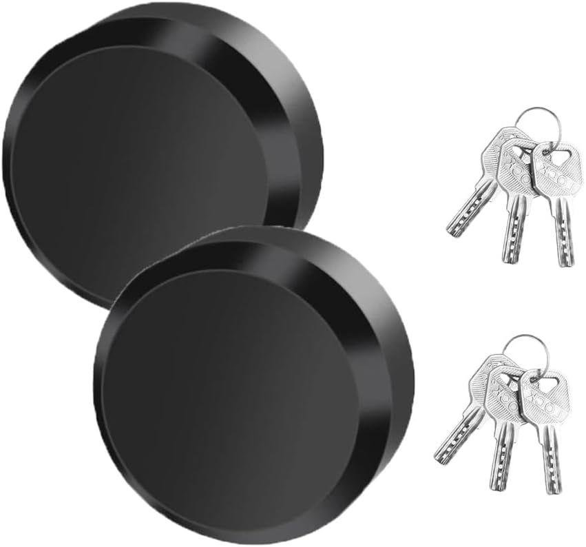 2 Pack Puck Lock Set, 6061 Aluminum Hidden Shackle Padlock Keyed Alike, Trailer Puck Padlocks Anti Theft 2-7/8" Puck Lock for Trailers Trucks Vans Shed Gates Garage (Black 2 Pack)