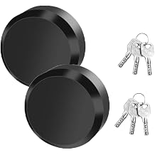 2 Pack Puck Lock Set, 6061 Aluminum Hidden Shackle Padlock Keyed Alike, Trailer Puck Padlocks Anti Theft 2-7/8" Puck Lock for Trailers Trucks Vans Shed Gates Garage Black 2 Pack