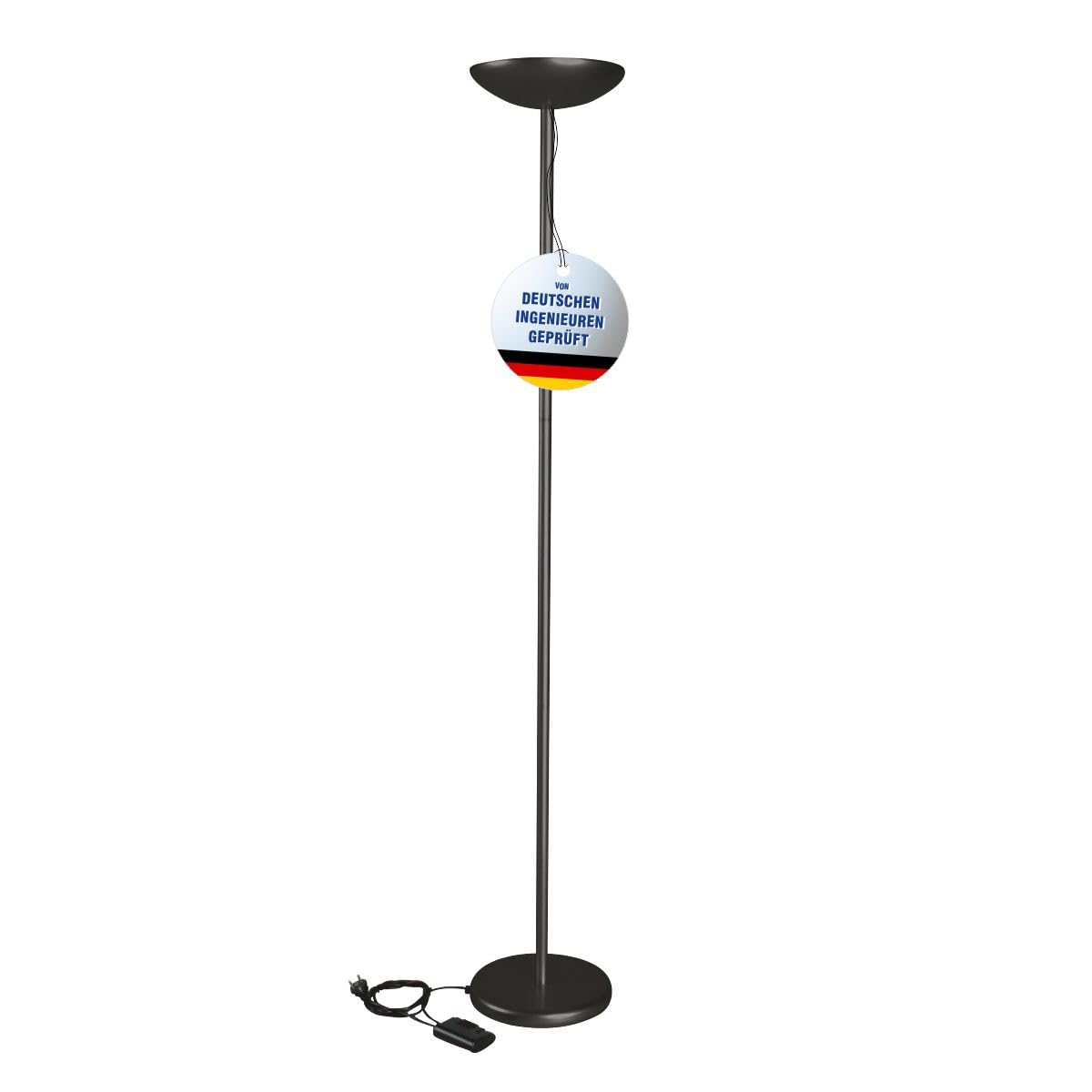 MAUL Stehlampe schwarz MAULsky Halogen dimmbar 183 cm fürs Büro | flexible Helligkeit, warmweißes indirektes Licht, natürliche Farbwiedergabe, austauschbare R7s-Lichtquelle, stabiler Standfuß
