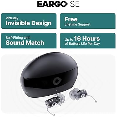 EARGO Eargo SE Self-Fitting FDA-Cleared OTC Adult Hearing Aids - Virtually Invisible CIC, Rechargeable, Lifetime Customer Support