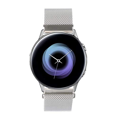 GOSETH Compatible with Samsung Galaxy Watch Active (40mm) Bands/Active2 (44mm) Bands, 20mm Mesh Stainless Steel Strap for Galaxy Watch Active/Active2 (Silver)