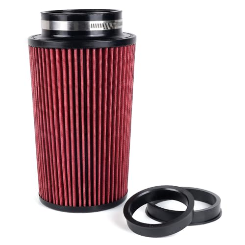 Filtre à air conique universel 76 mm 89 mm 101 mm haute performance d'admission d'air rond conique pour voiture de sport de course 3 tailles en une (rouge)