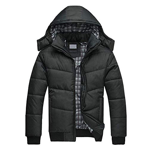 UHouse Winterjacke Herren Steppjacke mit Kapuze Leichte Daunenjacke Warm Jacken Baumwolle Puffer Jacke Winter Softshelljacke Bequeme Übergangsjacke Outdoor Windjacke Schwarz XXL