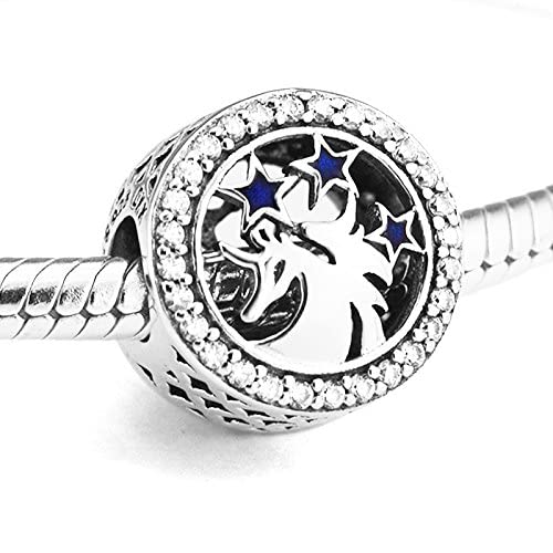 CKK Charm for Pandora Bracelets 925 Sterling Silver Reindeer Blue Star Unicorn Charm with Blue Crystal for Teen Adult/Friendship Gift Idea