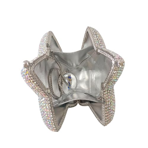 Image of Women Rhinestone Star Shape Clutch Purse Unique Crystal Evening Bag Luxury Chain Handbag for Wedding Cocktail Party | Rhinestone