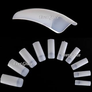 ICYCHEER 500pcs 10 Size Nail Art False French Nail Tips Clear/White/Natural Nail Tips Half Well Full Well, Home or Party,Nail Art Tool (Natural Half Well)