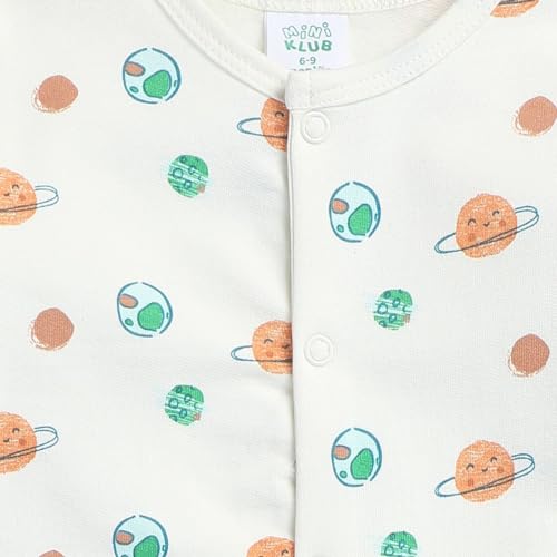 Image of miniklub Baby Front Open Long Sleeve Full Length Knitted Cotton Sleep Suit (Yellow Color)