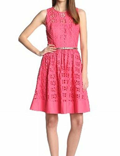 Eliza J Women's Sleeveless Lace Illusion-Yoke Fit-And-Flare Dress