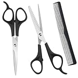 AYBUY Ciseaux de Coiffure Professionnels, Ciseaux Coiffure Professionnel Amincissants Ciseauxs Cheveux Kit Coiffures Hommes et Femmes, Ciseau Coiffeur Hair Scissors (Noir)