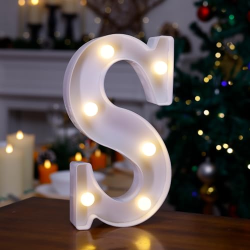 LED Light Up Letters, 26 Alphabet Marquee Letter Lights Sign - Letter S