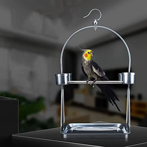 Jaula para pájaros de Acero Inoxidable para Loros, tamaño pequeño y Mediano, con diseño de Piel de Tigre, con Taza de Comida, para periquitos, Canarios, decoración de jaulas para pájaros, S