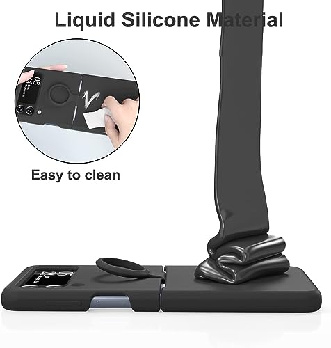 Image of MIDOS Back Cover Compatible with Samsung Z Flip 4 Silicone Case Full Protection Shock Proof Case for Samsung Galaxy Z Flip 4 (Black)